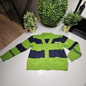 NWOT Très beau cardigan en lainage neuf rayé bleu et vert